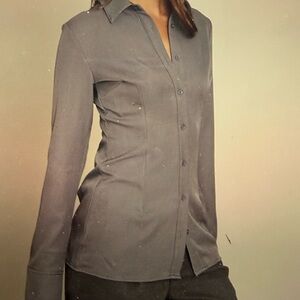 PrettyLittleThing Gray Button Down Shirt